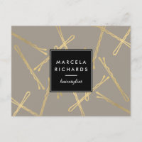 Chic Gold Bobby Pins Coiffeur Styliste Salon Grey