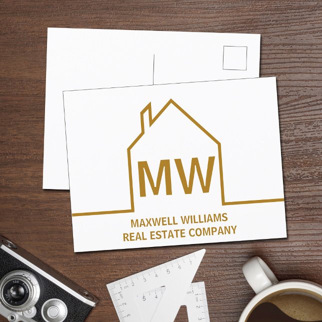 Carte Postale Chic Gold House Real Estate Company Marketing (Créateur téléchargé)