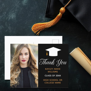 Carte Postale Chic Graduation Photo 2025 Graduate Merci