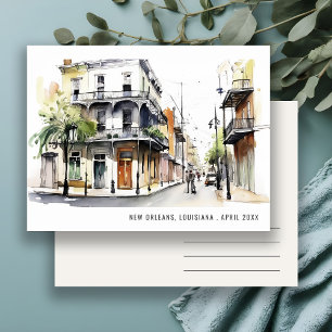 Carte Postale Chic La Nouvelle-Orléans Louisiane Aquarelle Voyag