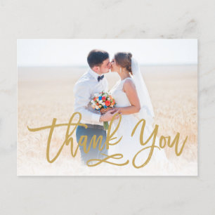 Carte Postale Chic Mariage Lettré Merci Postcard Or