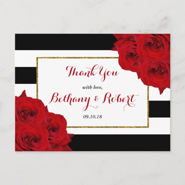 Carte Postale Chic Moderne Luxe Mariage Collection - Roses rouge (Devant)