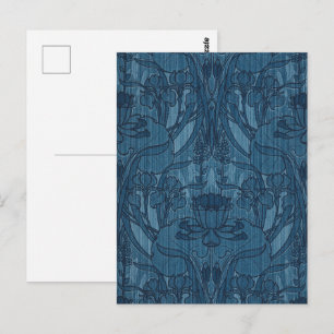 Carte Postale Chic motif botanique Art nouveau Iris Bleu