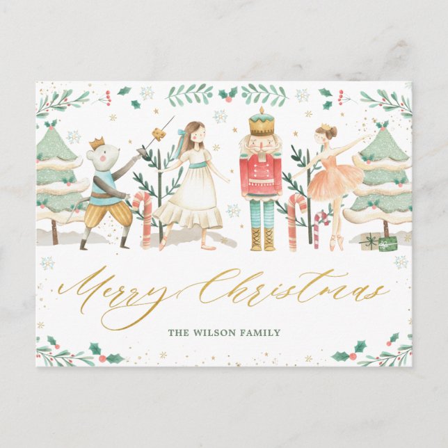 Carte Postale Chic Nutcracker Ballet Joyeux Noël (Devant)