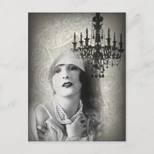 Carte Postale Chic Paris Vintage Chandelier grande fille