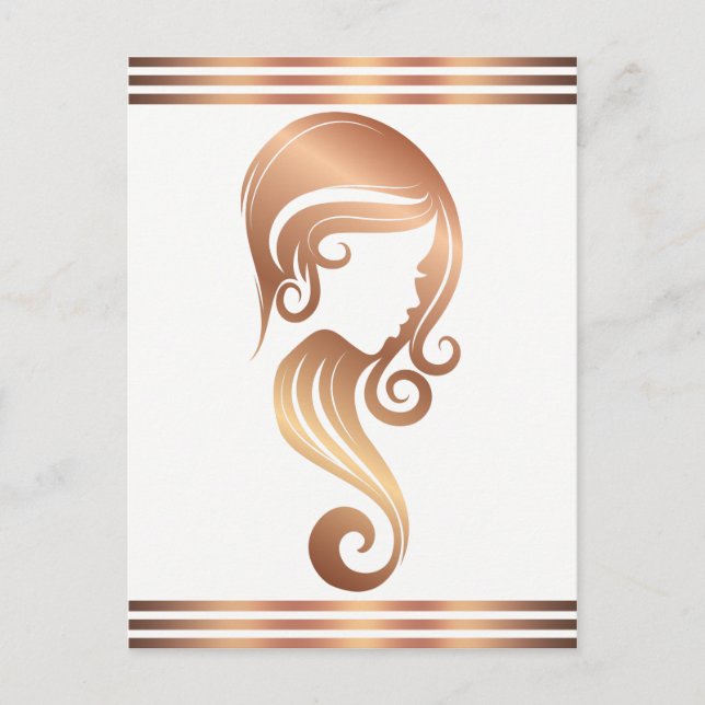 Carte Postale Chic Rose Gold Beauty Girl Coiffeur & maquillage S (Devant)