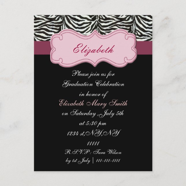 Carte Postale chic rose Graduation party Invitation (Devant)