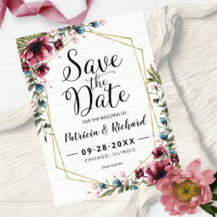 Carte Postale Chic Rustique Mariage Fleurs Bourgogne Épargne La