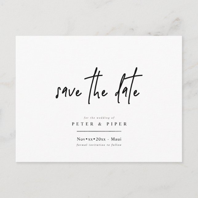 Carte Postale Chic+Script de signature moderne, Enregistrer la d (Devant)