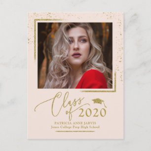 Carte Postale Chic Script Grad Faire-part Festive Gold Parties s