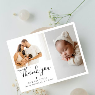 Carte Postale Chic Script Minimaliste Photo Nouveau Bébé Merci