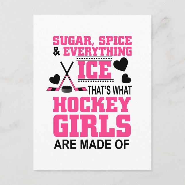 Carte Postale chic sucre et épices filles hockey sur glace (Devant)