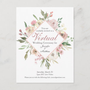 Carte Postale Chic Virtual Spring Floral Blush Mariage rose