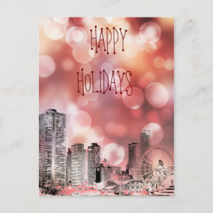 Carte Postale Chicago 2021 Skyline Joyeuses Fêtes