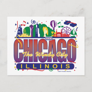 Carte Postale Chicago-Confetti
