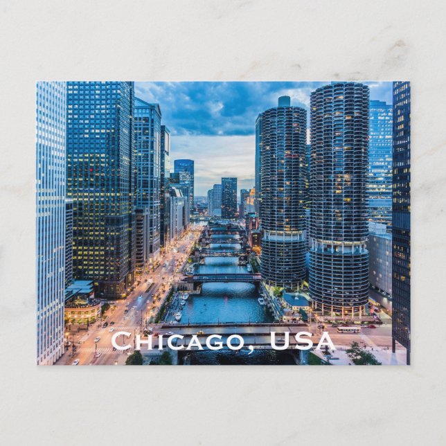 Carte Postale Chicago, États-Unis Voyage Tourisme Publicité vint (Devant)