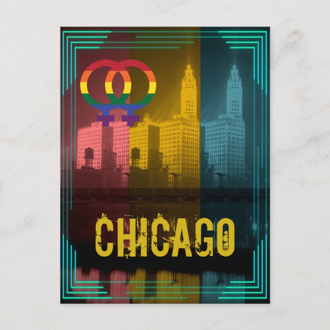 Carte Postale Chicago Gay pride Lesbian 1930's Wrigley Building (Devant)
