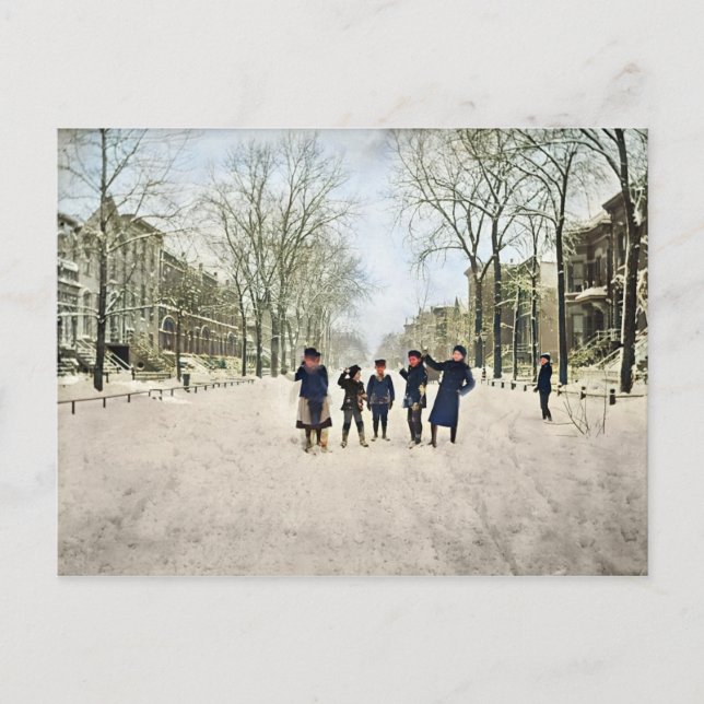 CARTE POSTALE CHICAGO HIVER LINCOLN PARK 1897 COULEUR ENFANTS (Devant)