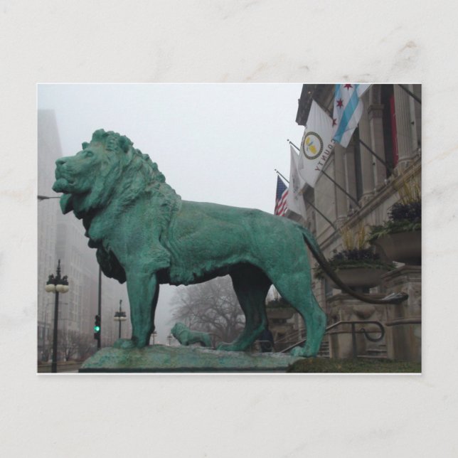 Carte Postale Chicago Icons, Art Institute Lion (Devant)