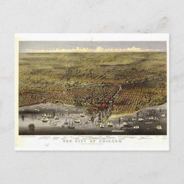 Carte Postale Chicago Illinois, 1874 (Devant)