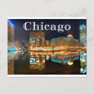 Carte Postale Chicago Illinois Night Skyline États-Unis, États-U