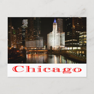 Carte Postale Chicago Illinois nuit Skyline Travel Post Card