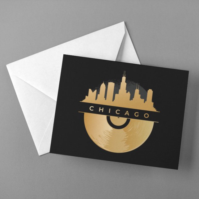 Carte Postale Chicago Illinois Skyline Golden Vinyl Chic (Chicago Illinois Skyline Golden Vinyl Chic Postcard)