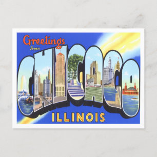 Carte postale Chicago, Illinois Vintage Big Letter