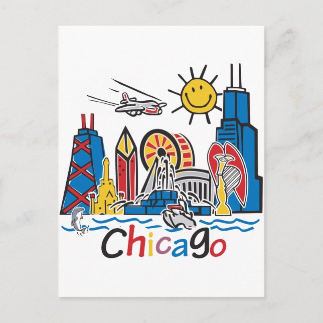 Carte Postale Chicago Kids Skyline (Devant)