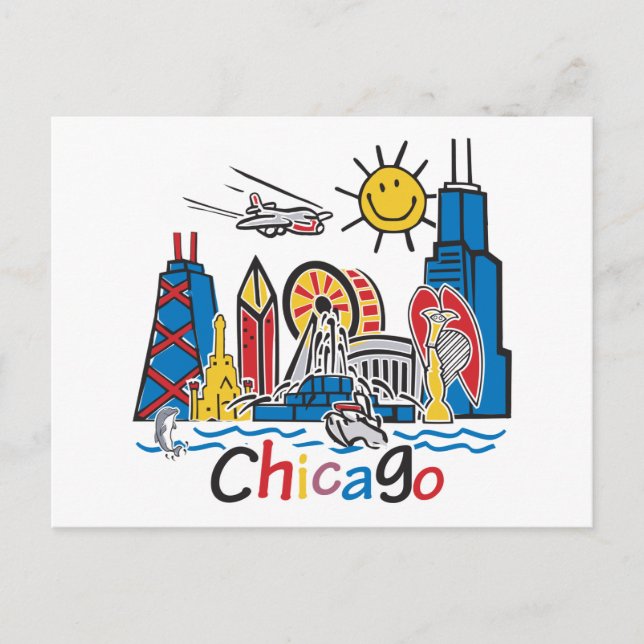 Carte Postale Chicago Kids Skyline (Devant)