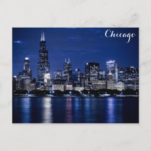 Carte Postale Chicago Lake Michigan Coast Skyline en soirée
