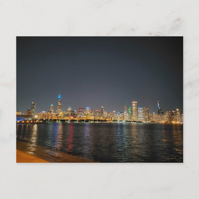 Carte postale Chicago Night Skyline (Devant)