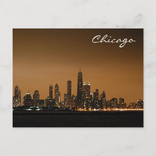 Carte Postale Chicago Skyline la nuit