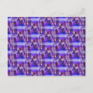 Carte Postale Chicago Skyline Urban Art en violet et bleu