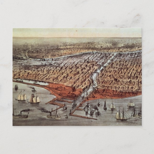 Carte Postale Chicago Tel qu'il était, vers 1880 (Devant)