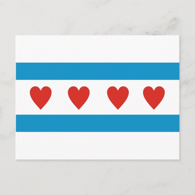 Carte Postale chicago ville amour drapeau coeurs usa états-unis  (Devant)