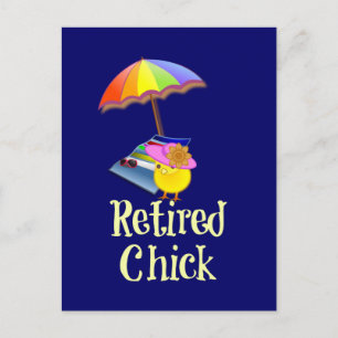 Carte Postale Chick retraité - Texte blanc sur Arrière - plan fo
