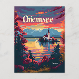 Carte Postale Chiemsee Allemagne Art vintage