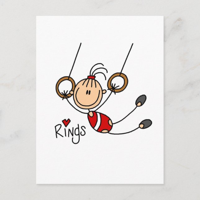 Carte Postale Chien à bâtons fille sur Anneaux Tshirts et cadeau (Devant)
