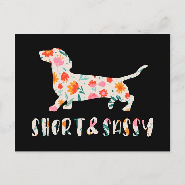Carte Postale Chien à fleurs court et sassy Dachshund (Devant)
