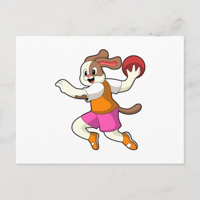 Carte Postale Chien à Handball joueur avec Handball (Devant)