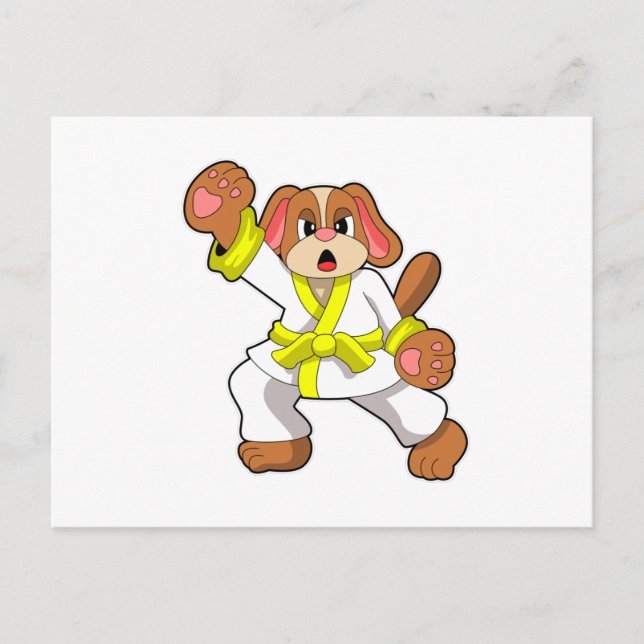 Carte Postale Chien à Karate Arts martiaux (Devant)