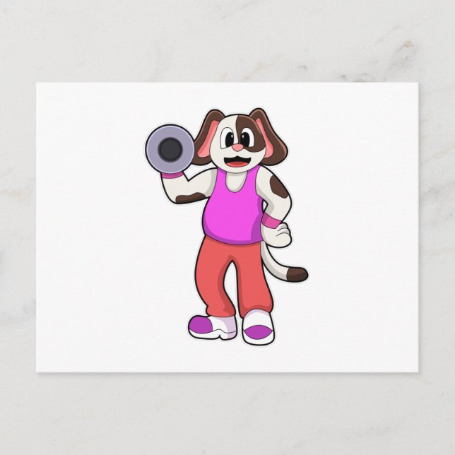 Carte Postale Chien à la musculation avec haltère (Devant)