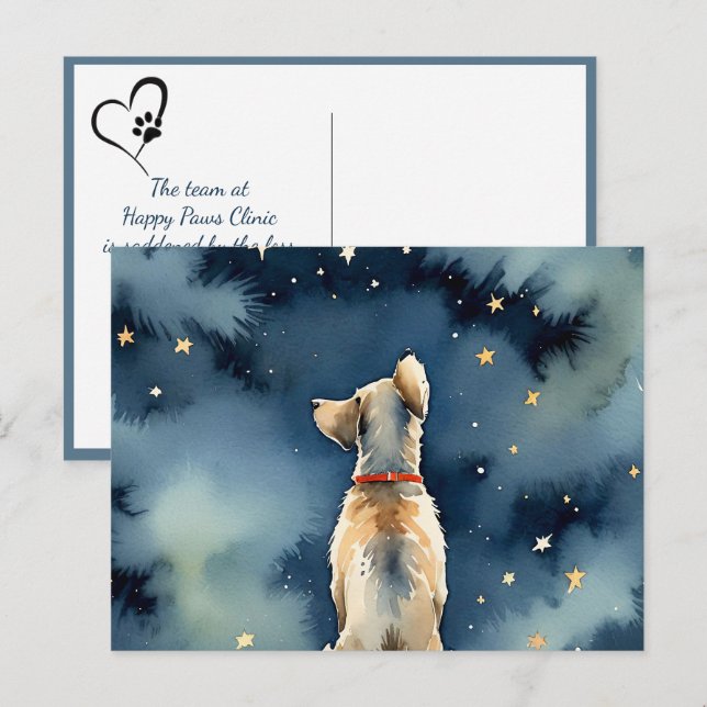 Carte Postale Chien à l'aquarelle avec sympathie pour la perte d (Devant / Derrière)