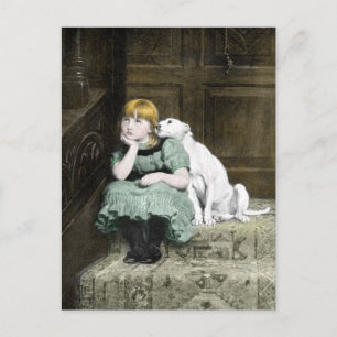 Carte Postale Chien Adoring Girl