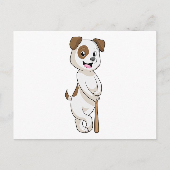 Carte Postale Chien au baseball avec une batte de baseball (Devant)