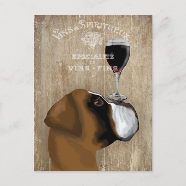 Carte Postale Chien Au Vin Boxer (Devant)