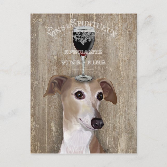 Carte Postale Chien Au Vin Greyhound (Devant)
