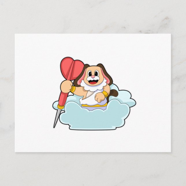 Carte Postale Chien aux fléchettes avec Dart (Devant)