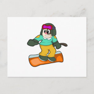 Carte Postale Chien aux sports de snowboard
